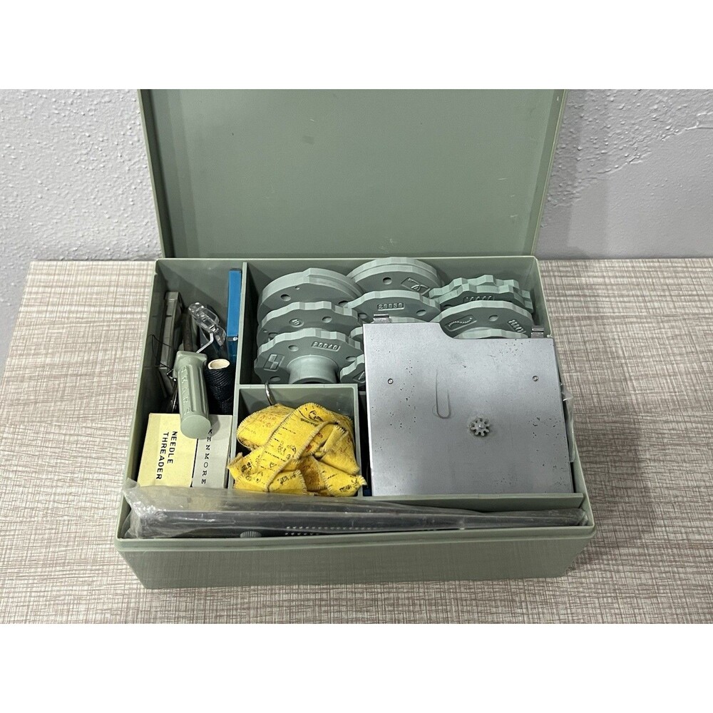 Vtg Sears Kenmore Sewing Machine Accessory Kit Cams Buttonholer Case & Extras
